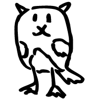 Cartoon of a creature which looks like an owl with a cat's face