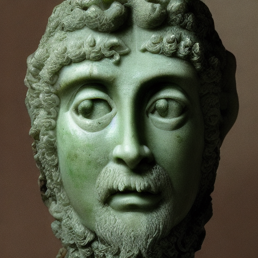 AI generated photo of a bearded emperor carved from jade