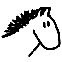 Cartoon of a cute horse with a shaggy mane