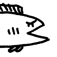 Cartoon of a fish with an aggressive expression