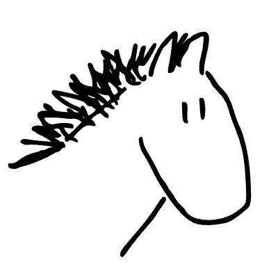 Cartoon of a cute horse with a shaggy mane