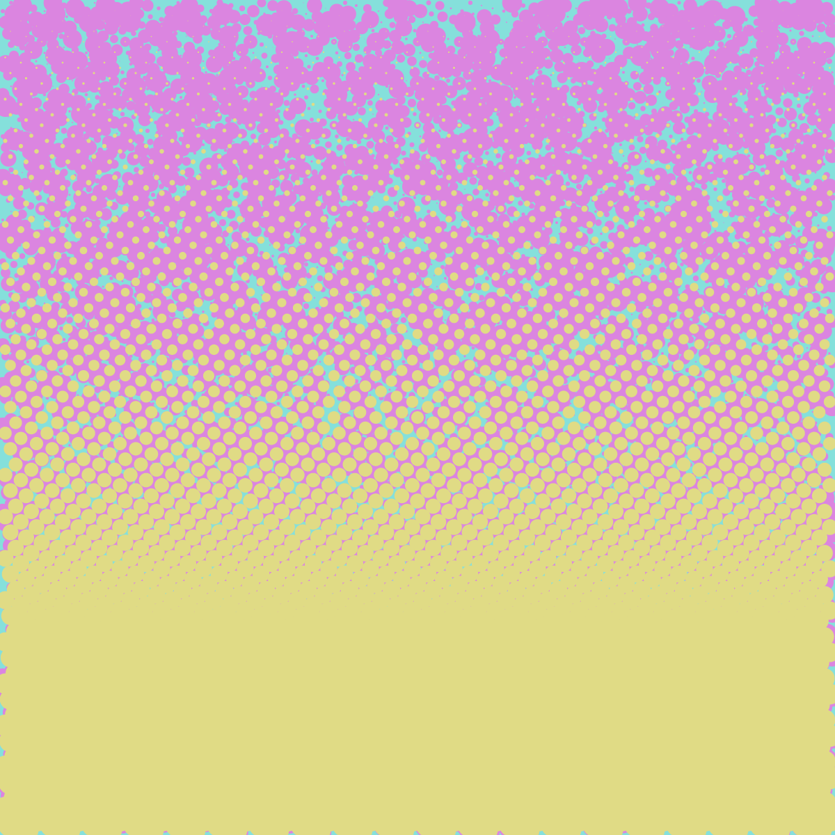 an abstract pattern of yellow dots on a purple and teal marbled background