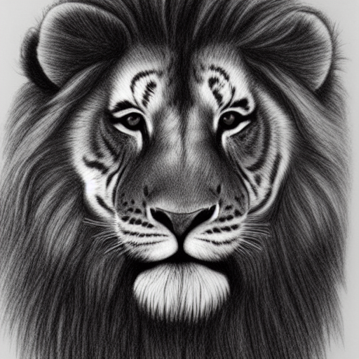 AI-generated image from the prompt: a lion crossed with a
tiger but bred for its skills in magic, coolest animal ever, pencil drawing, it's a high-quality pencil drawing of a male lion with tiger's stripes looking directly at the viewer